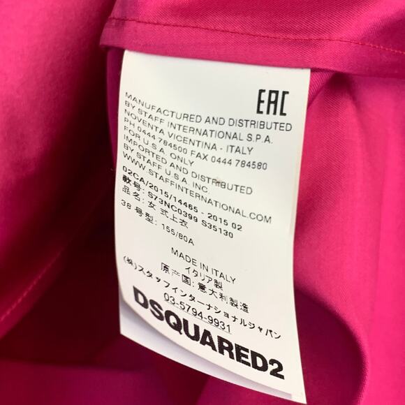 DSQUARED2 Size XS Fuchsia Silk Sleeveless Bow Dress Top - Picture 9 of 10